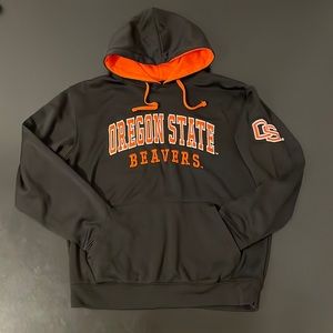 Embroidered pull over hoodie orange and black Oregon State beavers, men’s size M